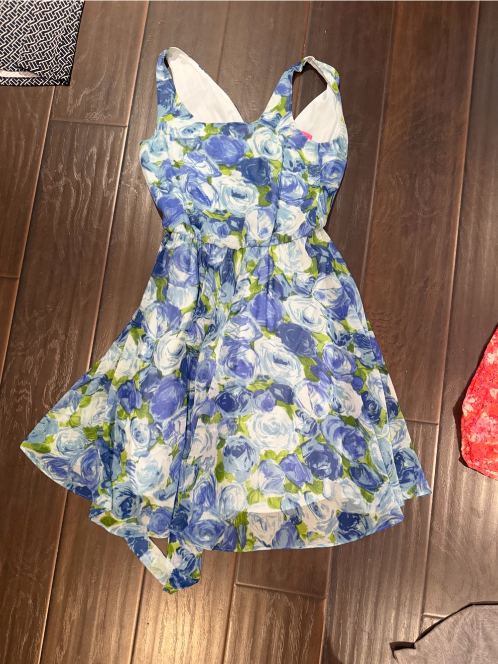 Betsey Johnson Blue, White & Green Floral Dress